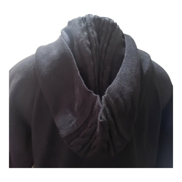 Charlie B Black Hooded Sweater with Pockets & White Trim Sleeves P/S - Picture 5 of 10